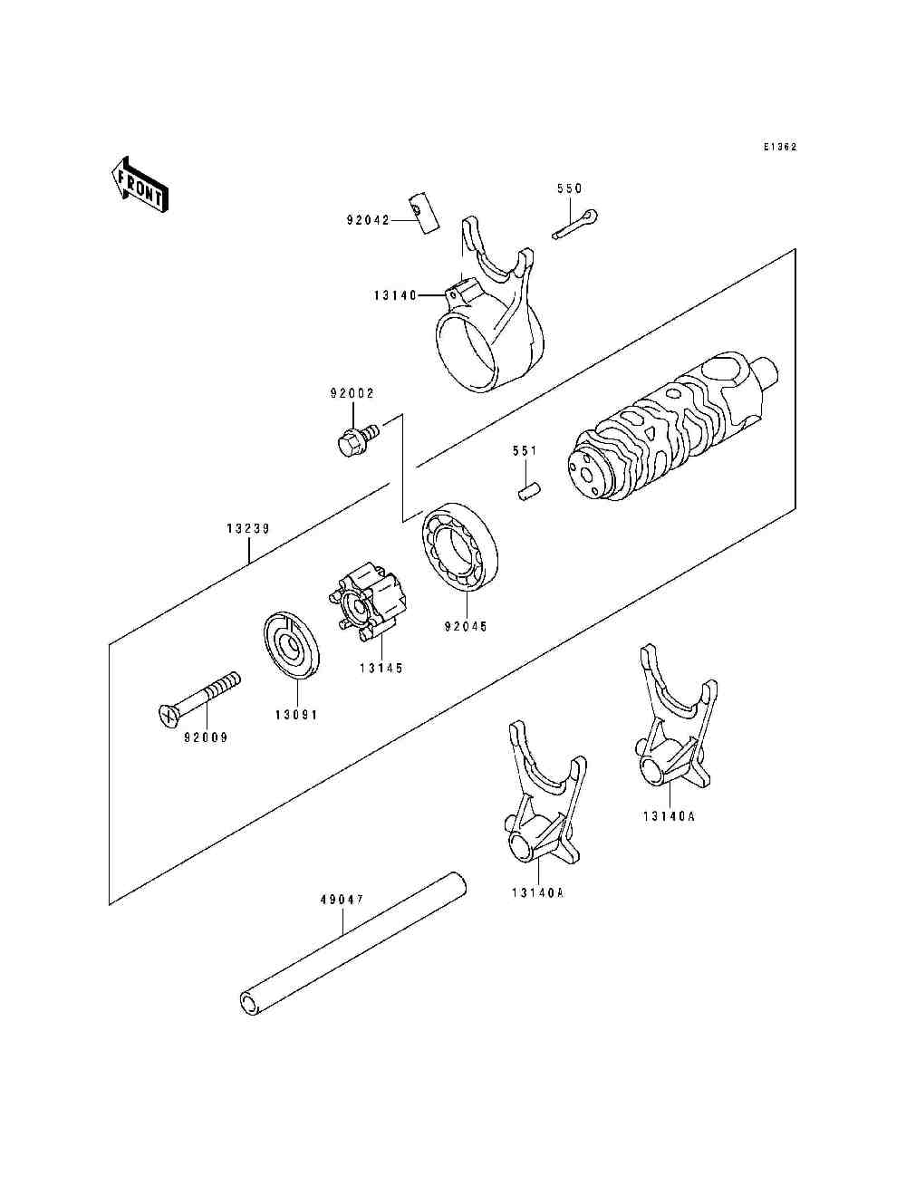 Gear change drum  shift forks