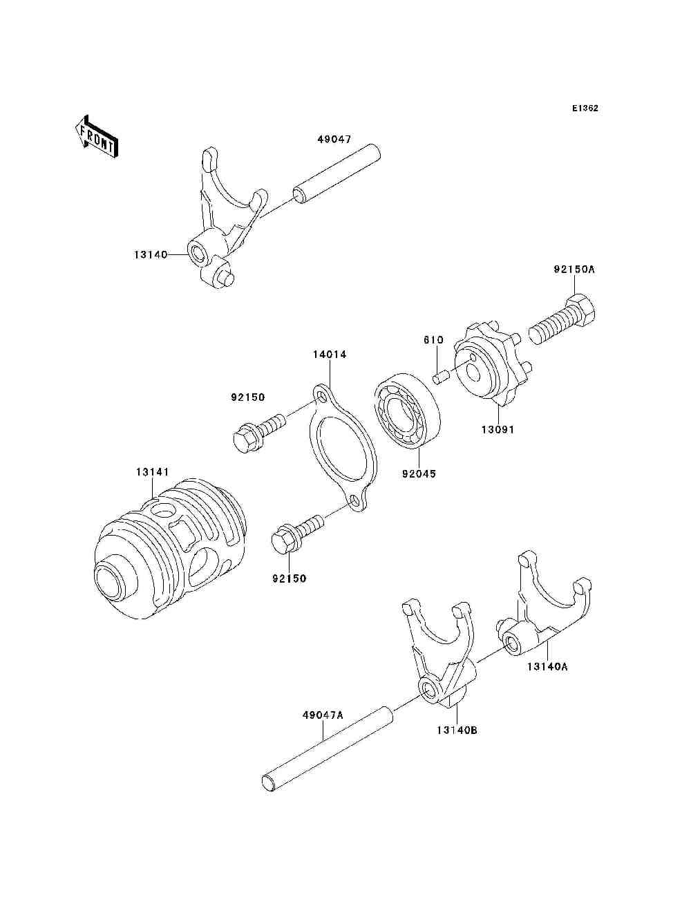 Gear change drum  shift fork(s)