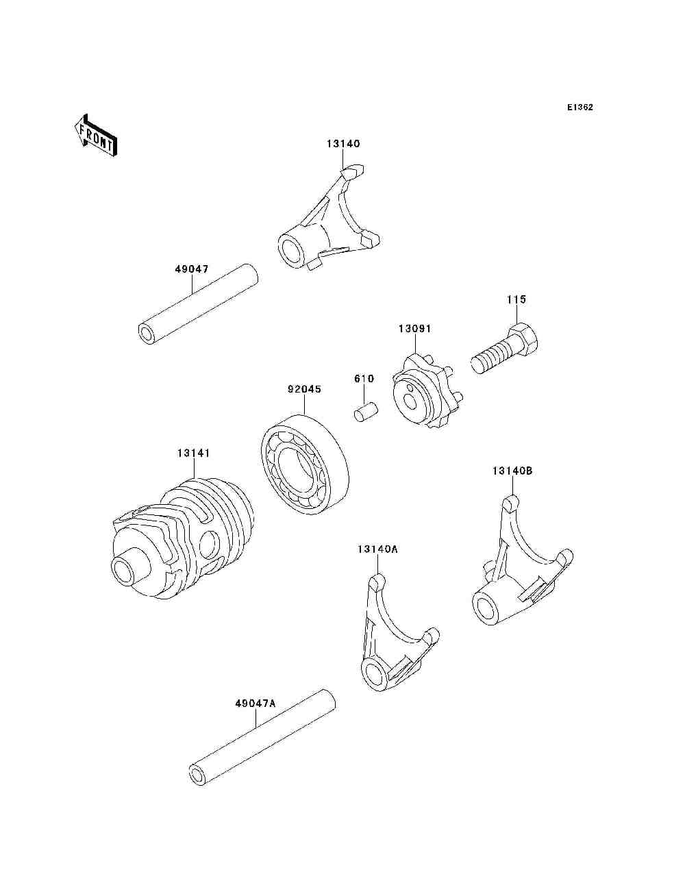 Gear change drum  shift fork(s)