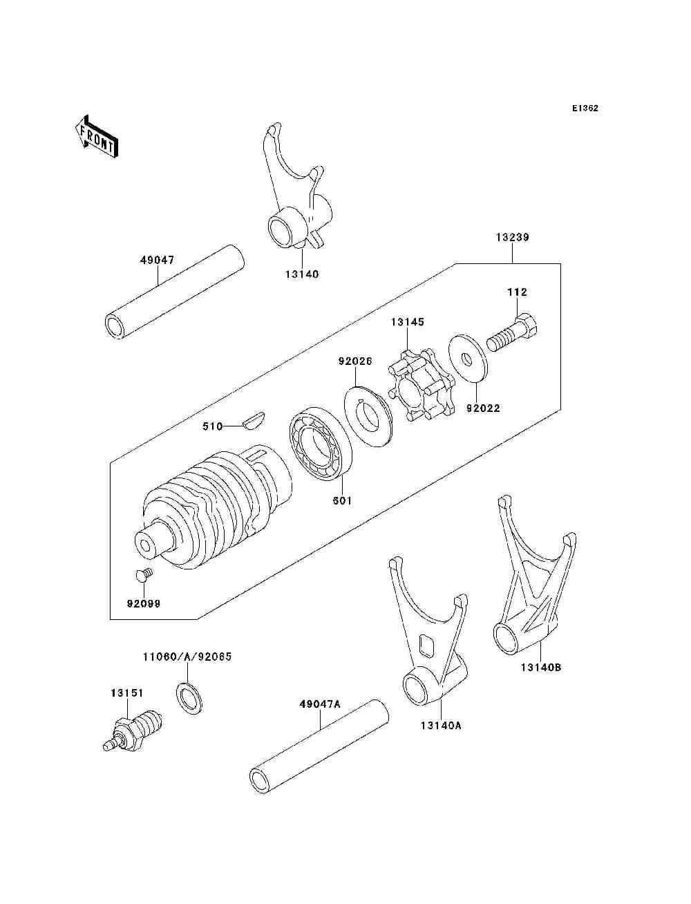 Gear change drum  shift fork(s)