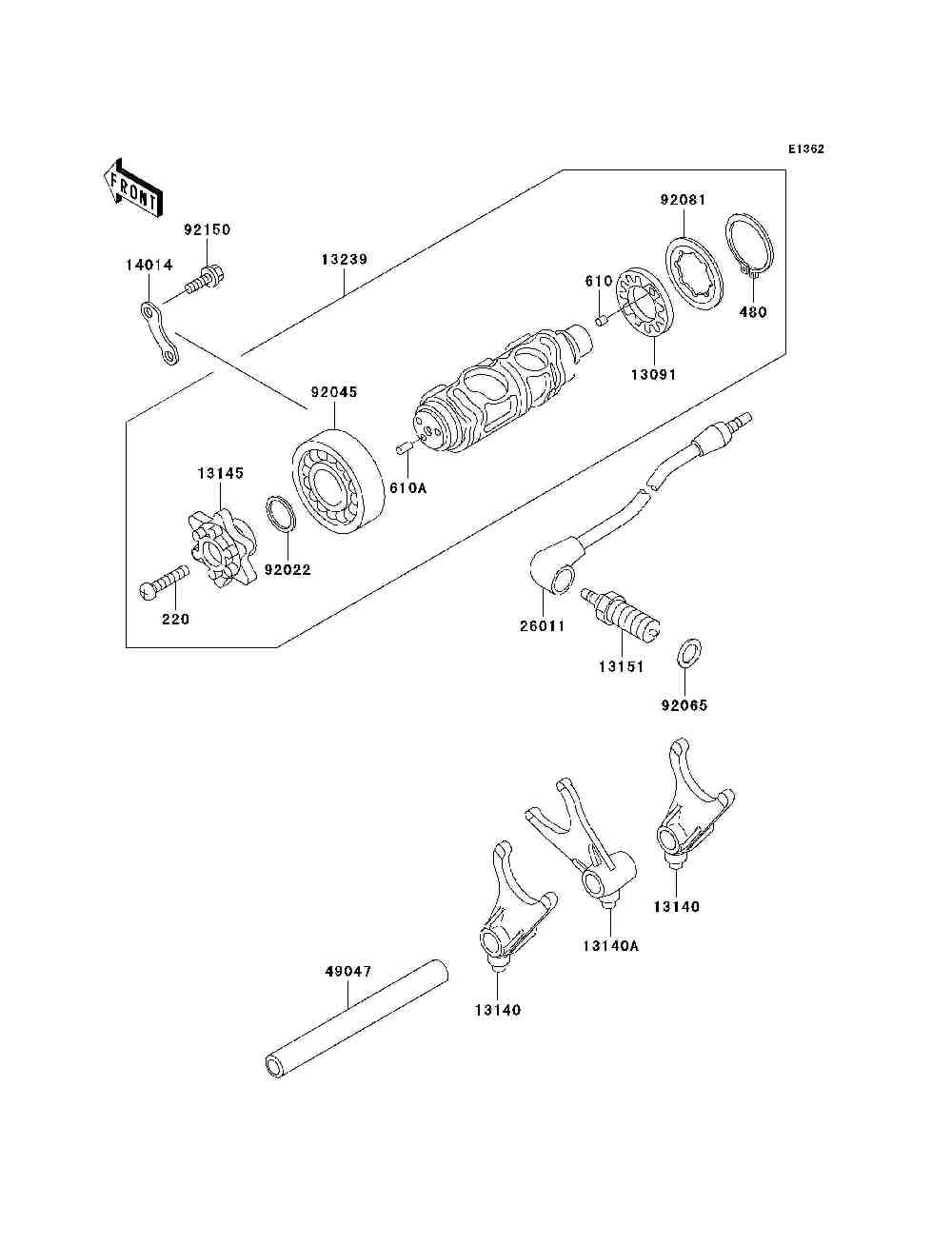 Gear change drum  shift fork(s)