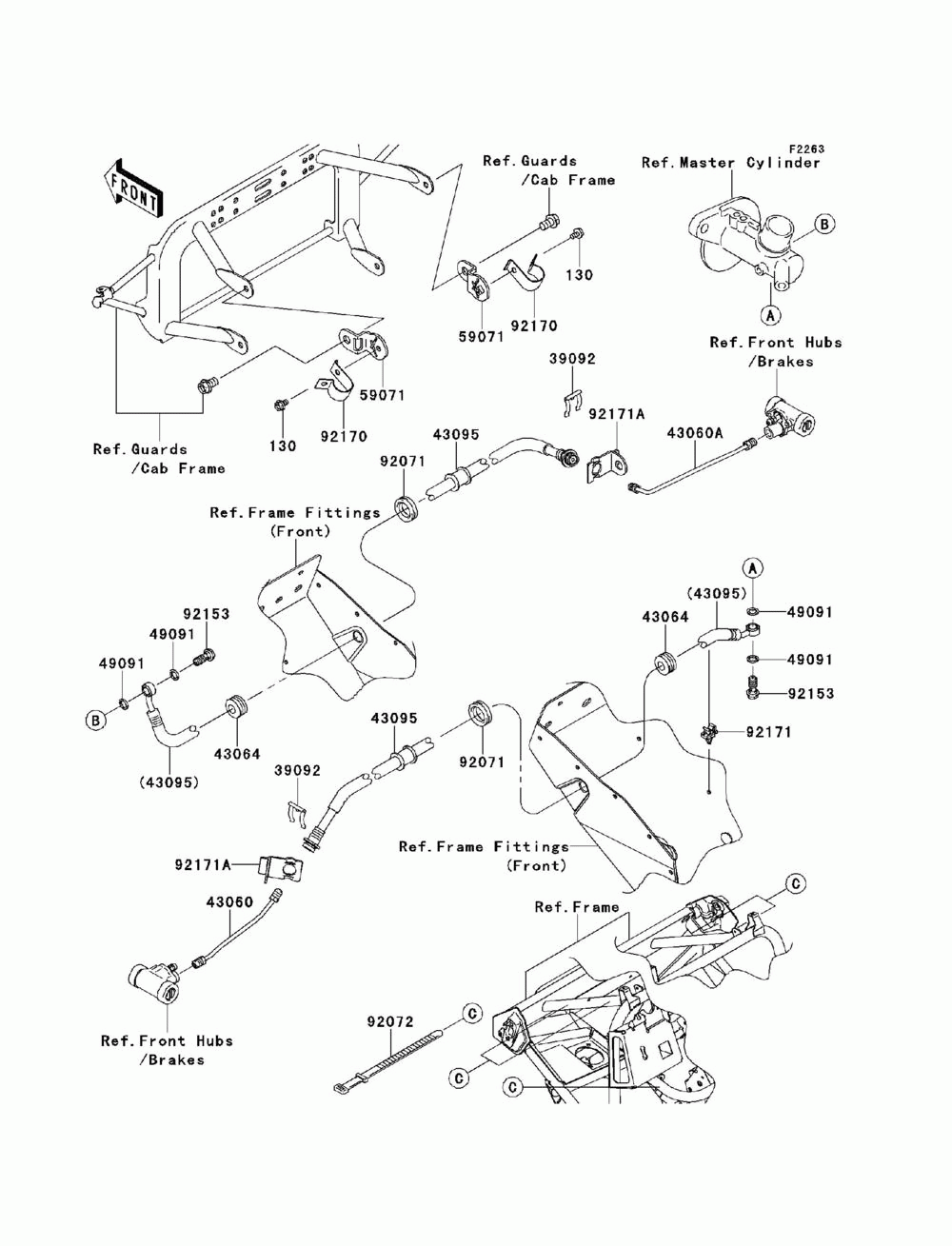 Front brake piping