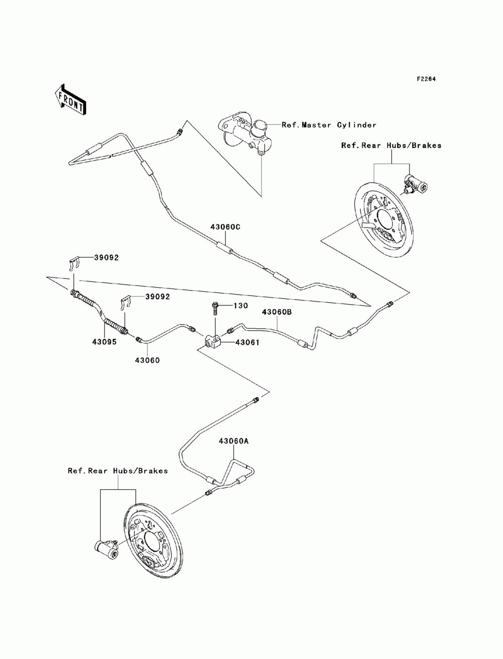 Rear brake piping