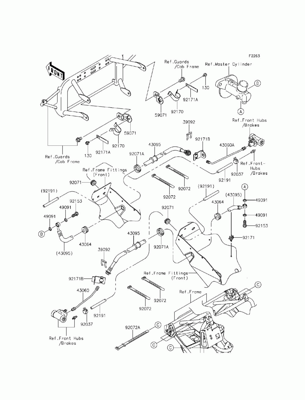 Front brake piping