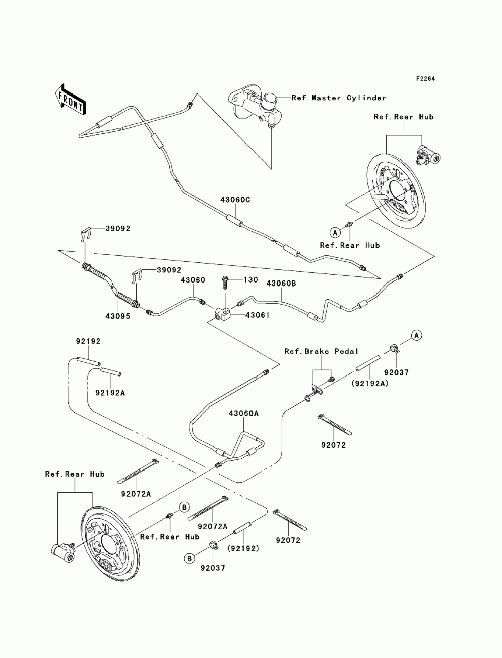 Rear brake piping