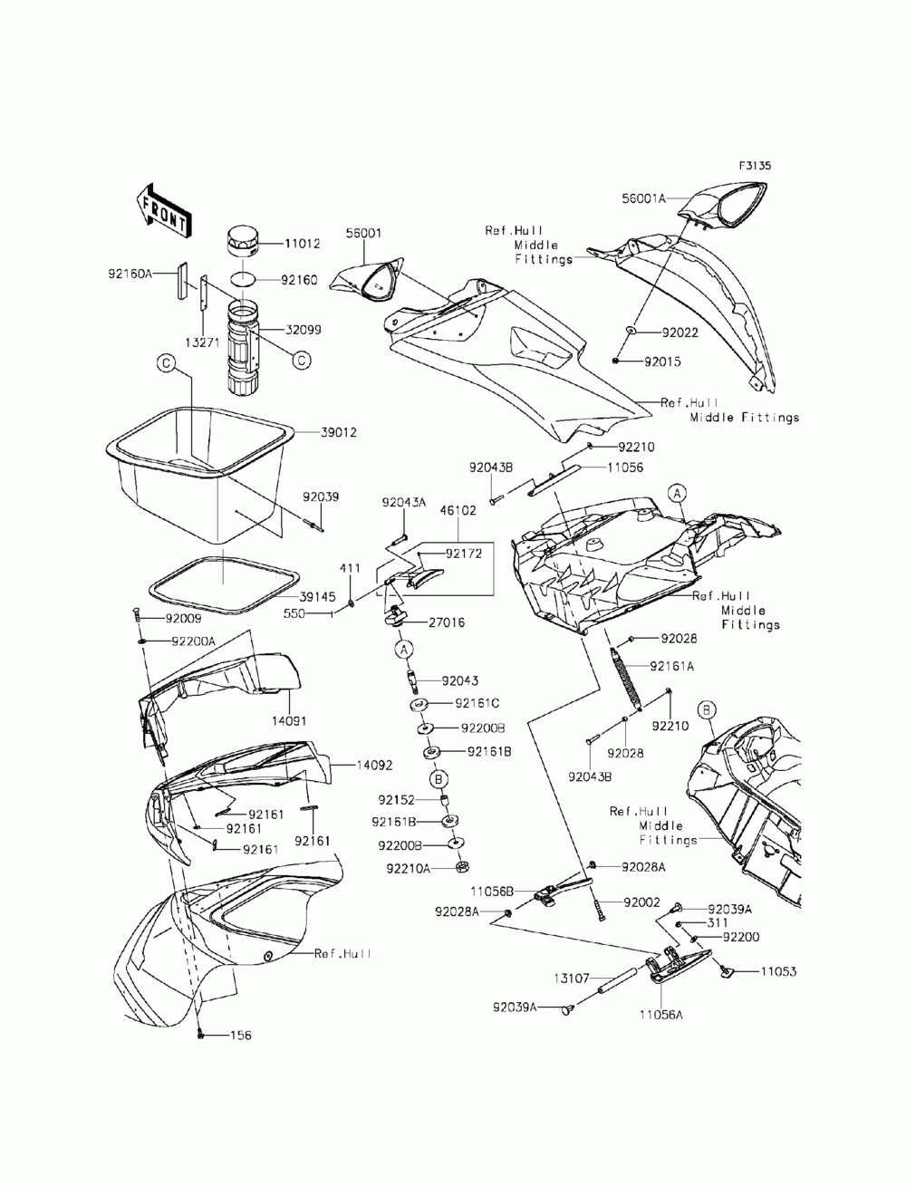 Hull front fittings