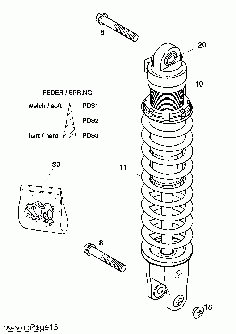 Federbein white power shock absorber wp 125_200 ‘99