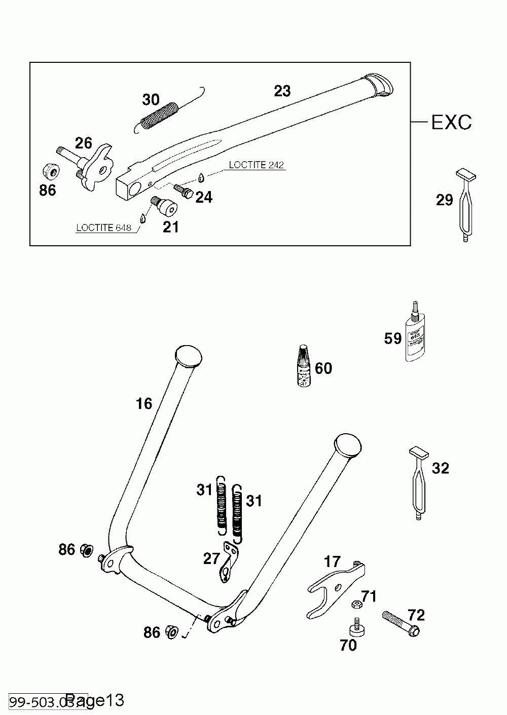 Seiten- und side- and center stand 125-380 ‘99