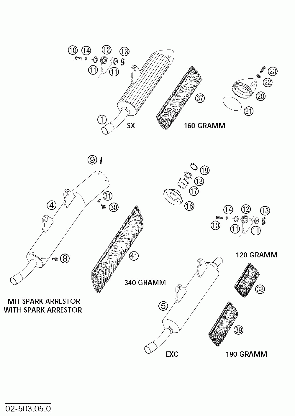 Exhaust silencer 125