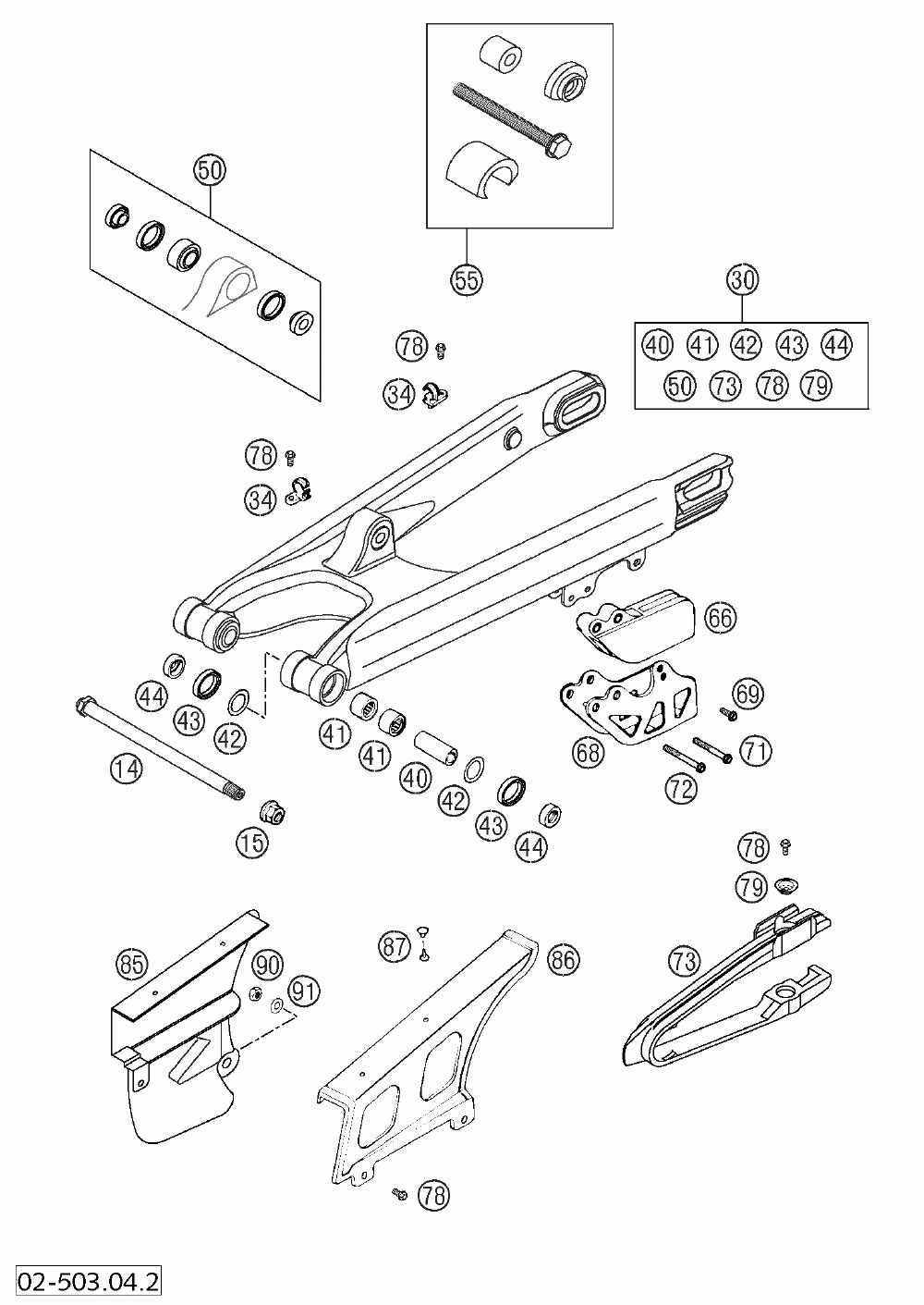 Swingarm chain guard 125-380