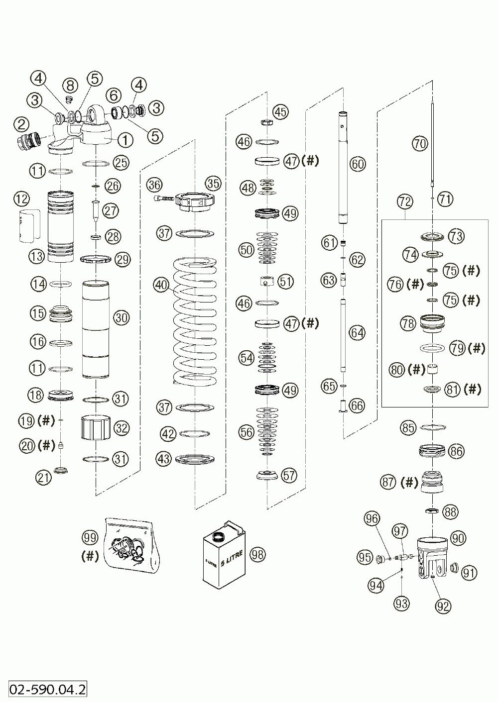 Shock absorber wp disassembled 125-380