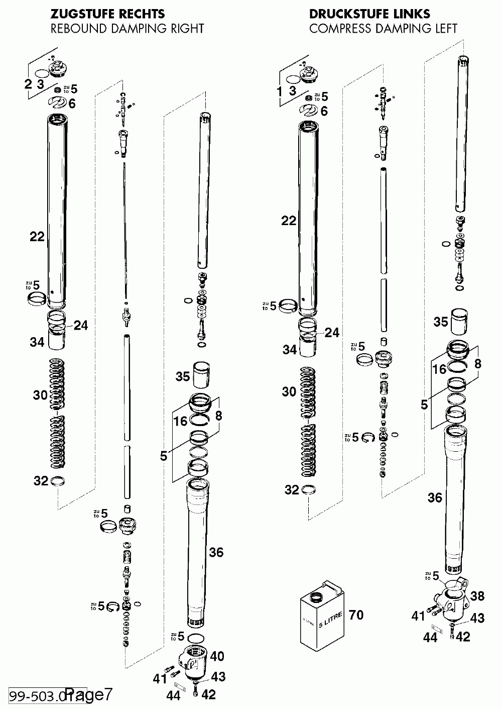 Gabelbeine white power fork legs wp 250_300_380 ‘99