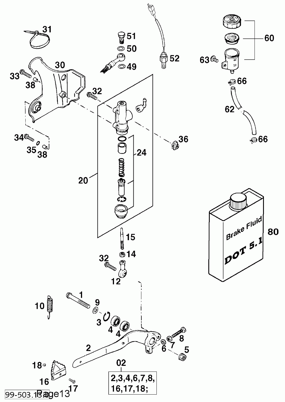 Rear brake control 125-380 ‘99