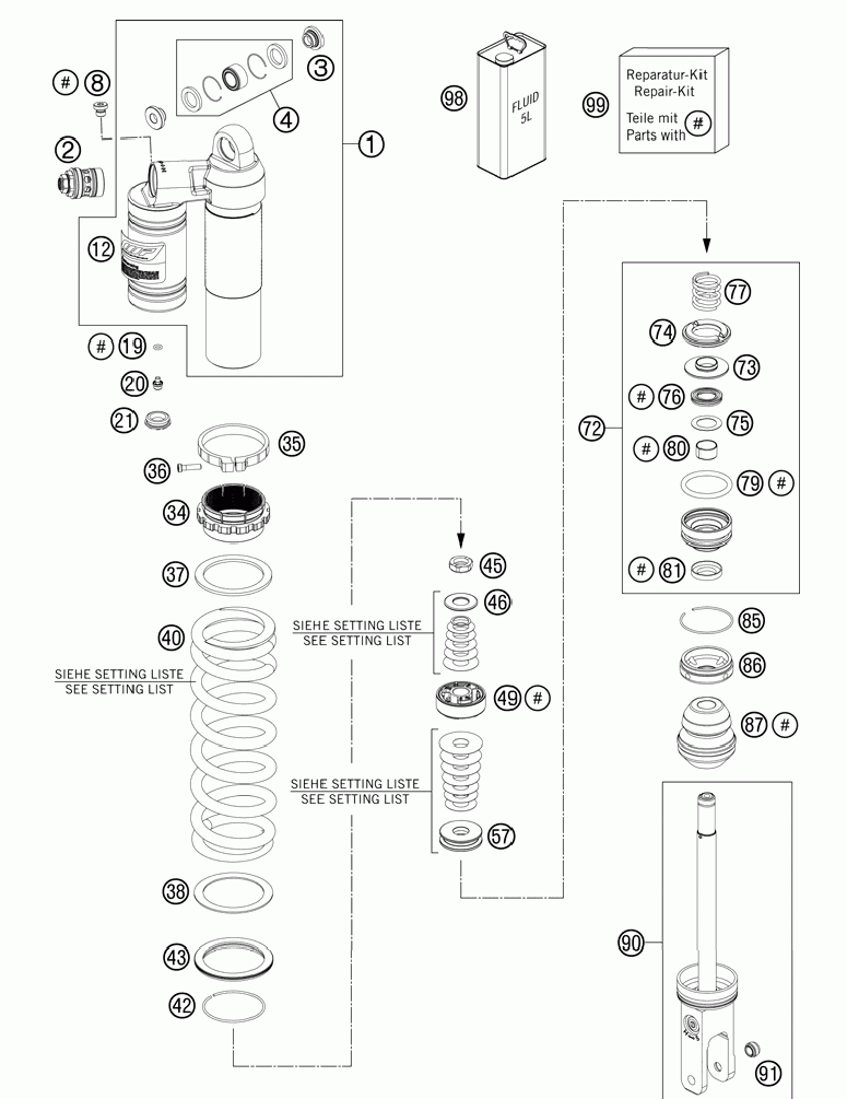 Shock absorber disassembled