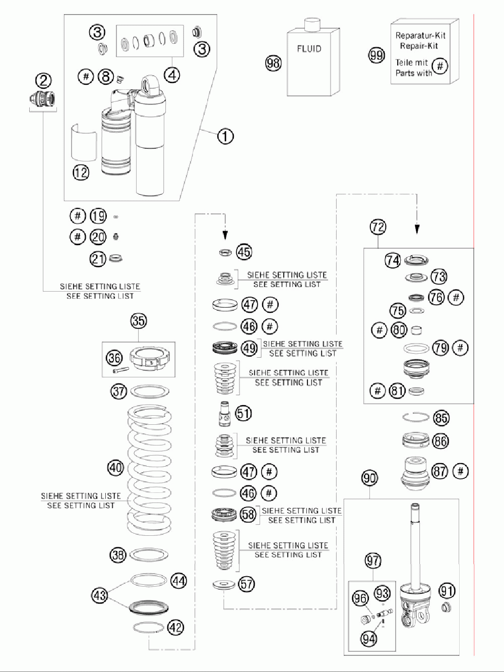 Shock absorber disassembled