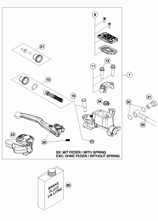 Handbrake cylinder