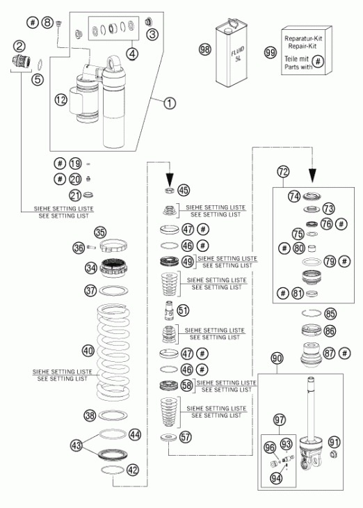 Shock absorber disassembled