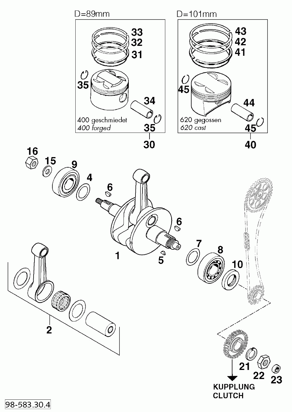 Kurbelwelle kolben crankshaft piston 400_620 ‘98