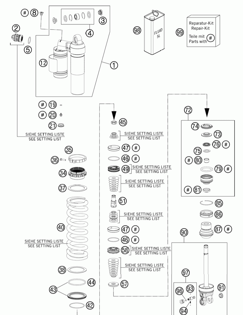 Shock absorber disassembled