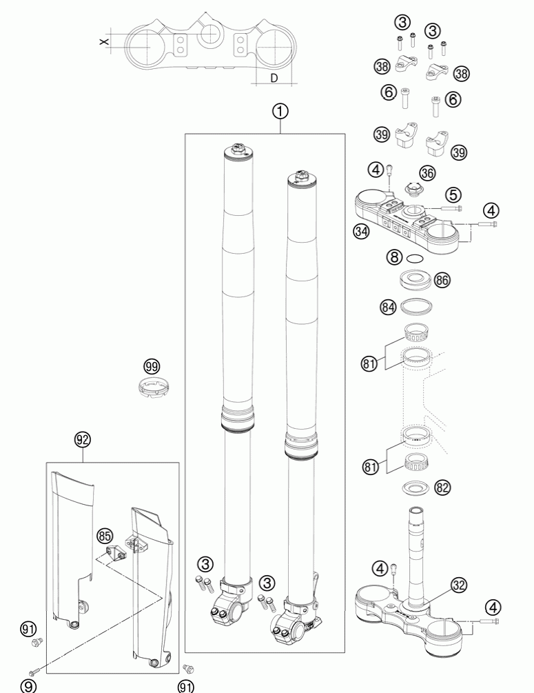 Front fork triple clamp