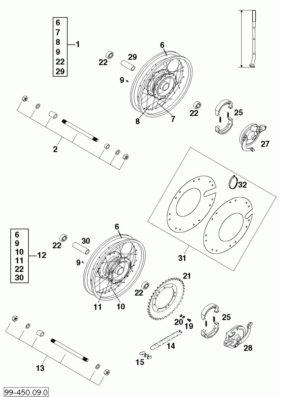 Vorder- und hinterrad front- and rear wheel 50