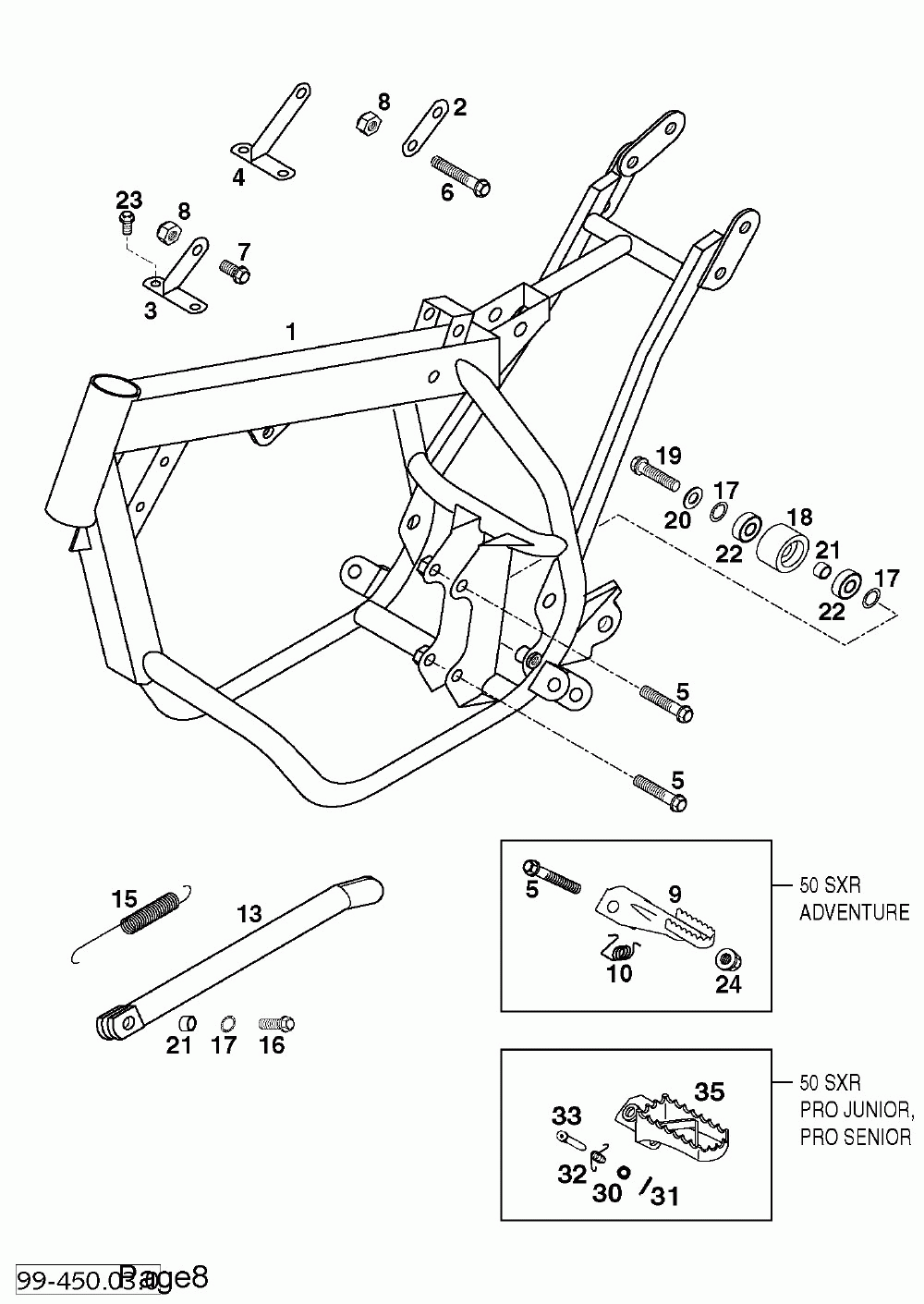 Frame side stand 50 sxr ‘99