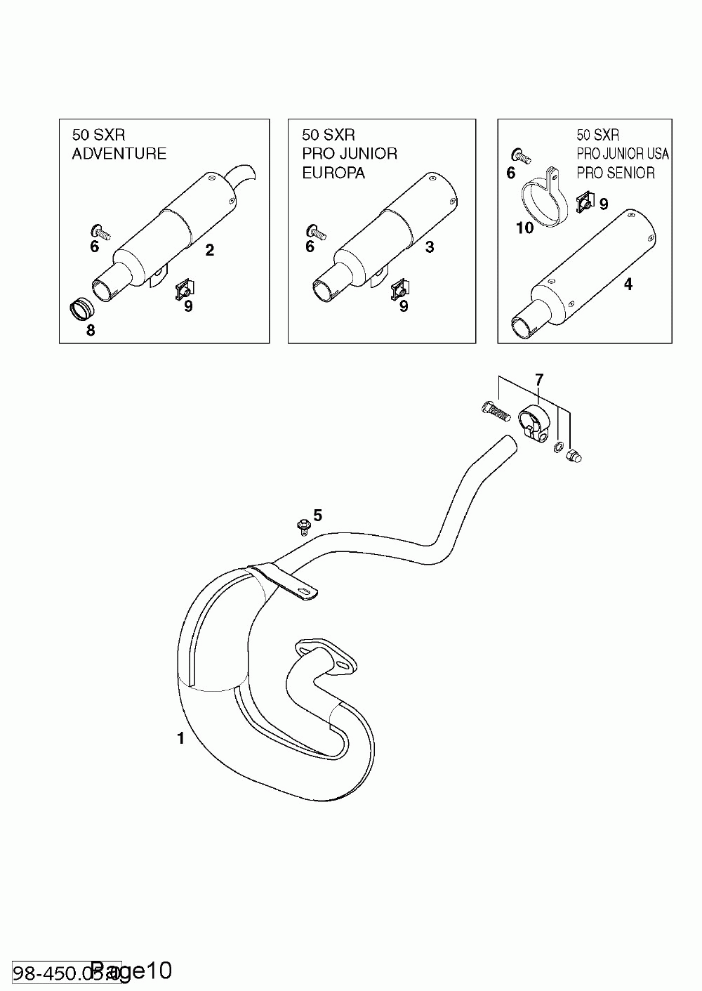 Auspuffanlage exhaust system 50 sxr ‘99