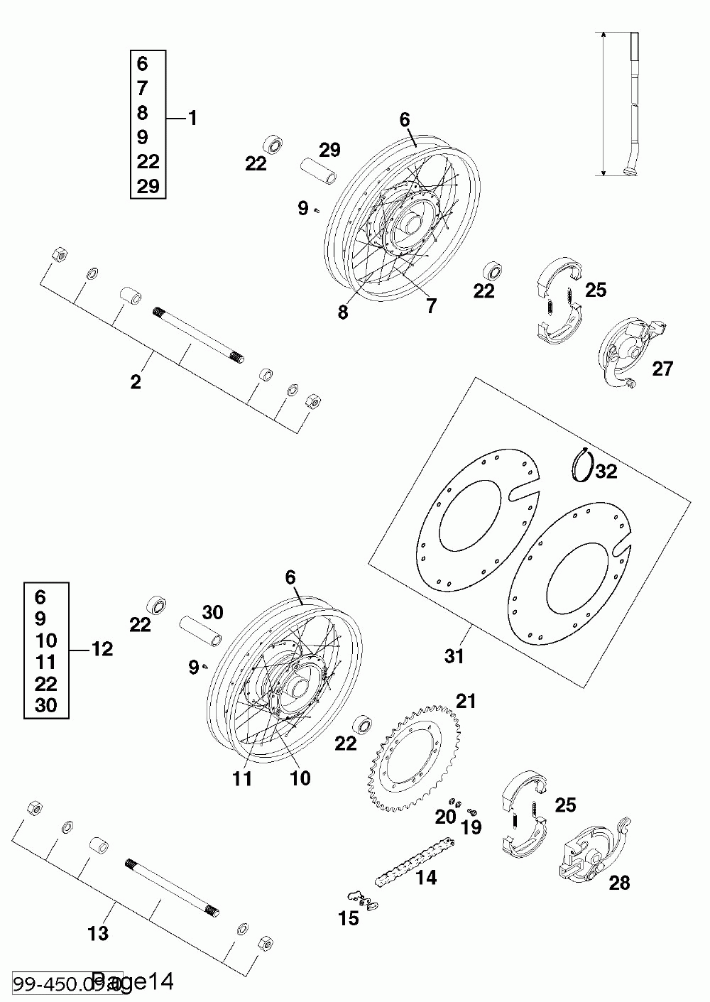 Vorder- und hinterrad front- and rear wheel 50 sxr ‘99