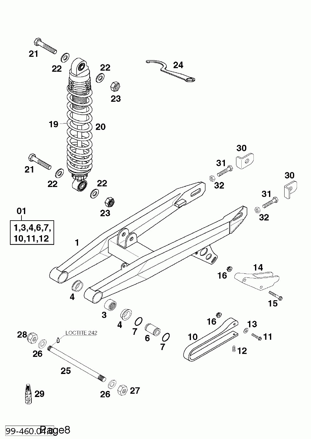 Schwingarm federbein swingarm shock absorber 60_65 ‘99