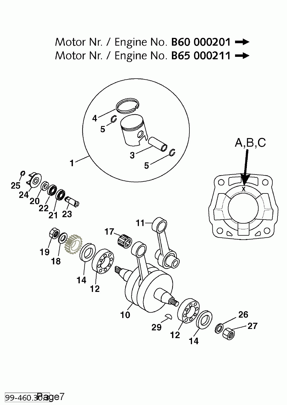 Kurbelwelle kolben crankshaft piston 60_65 ‘98_’99