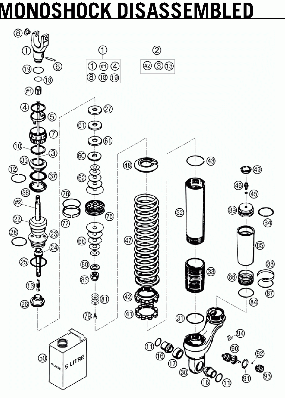 Monoshock disassembled ref# 48 - 85