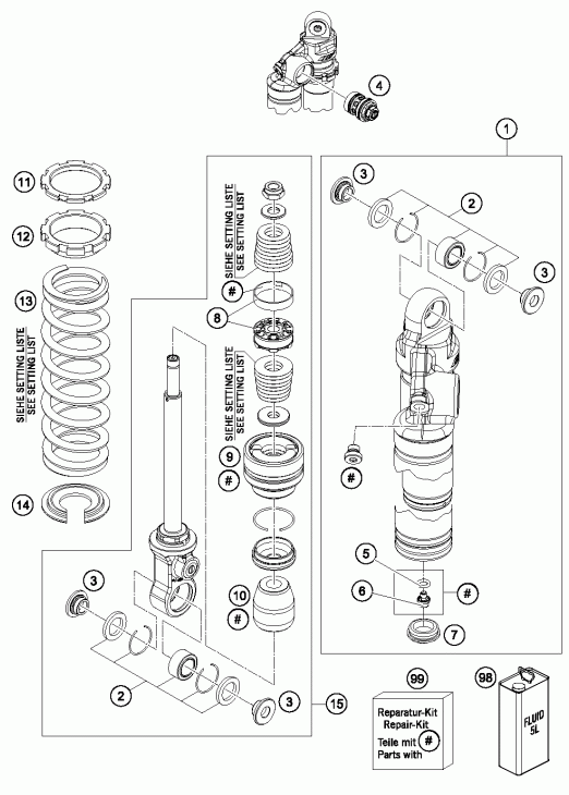 Monoshock disassembled