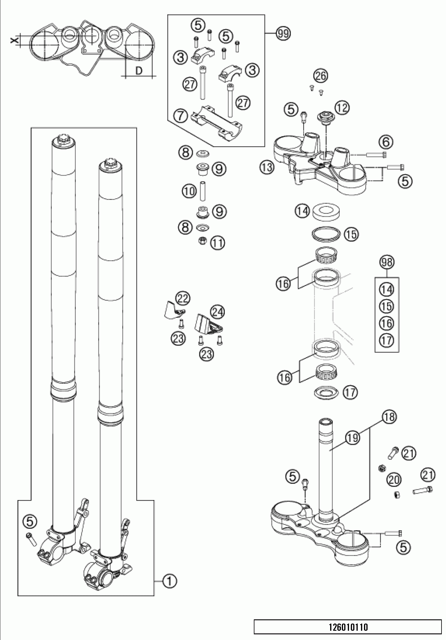 Front fork triple clamp