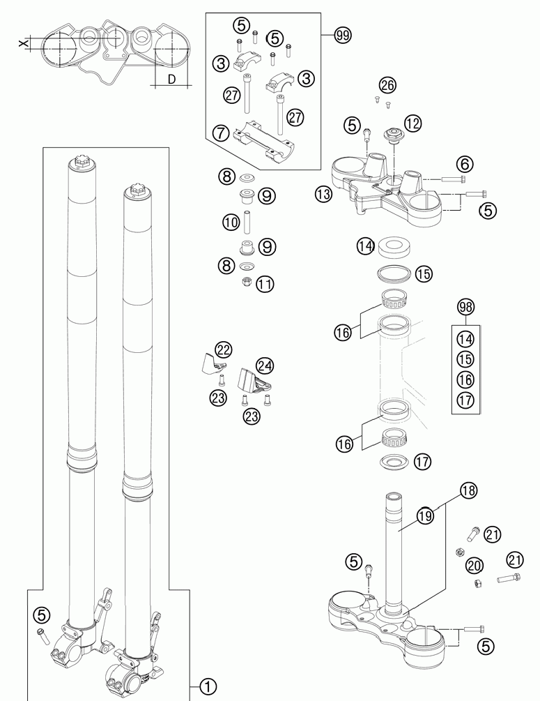 Front fork triple clamp