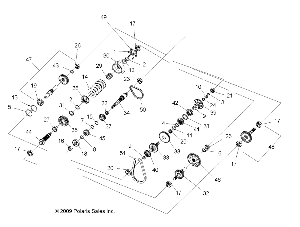 Drive train main gearcase internals - a10tn55al_ax