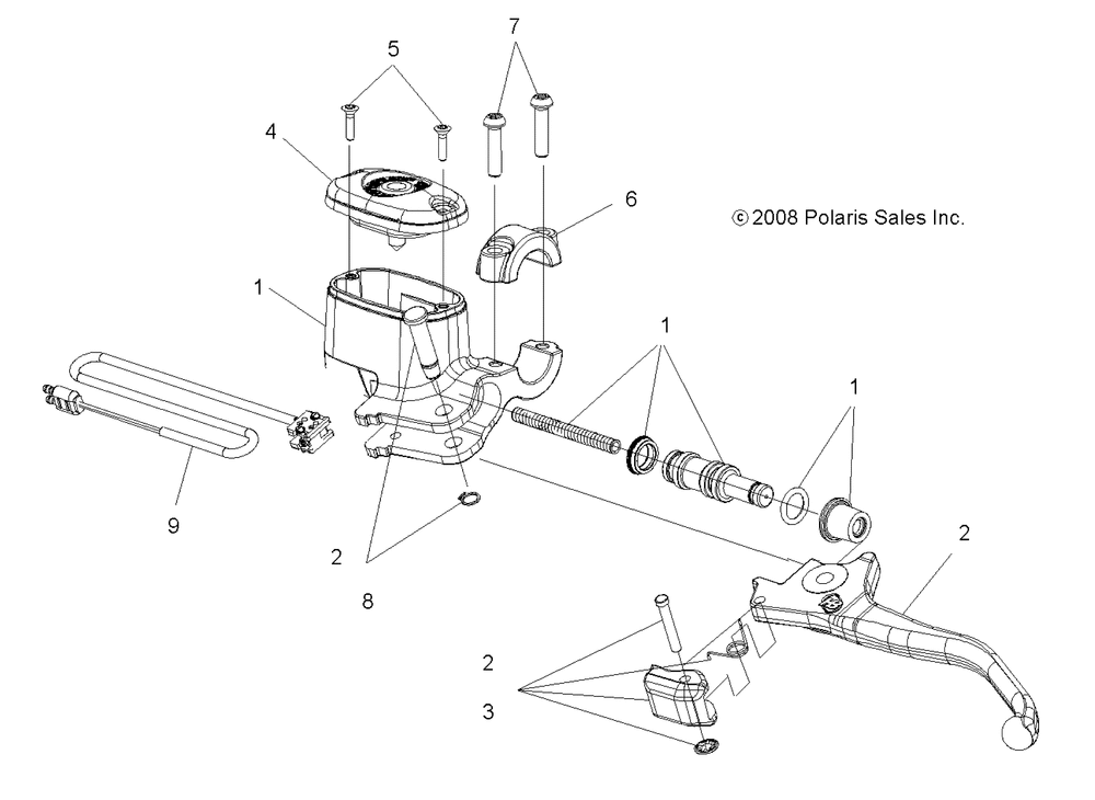 Brakes front brake lever and master cylinder - a10tn55al_ax