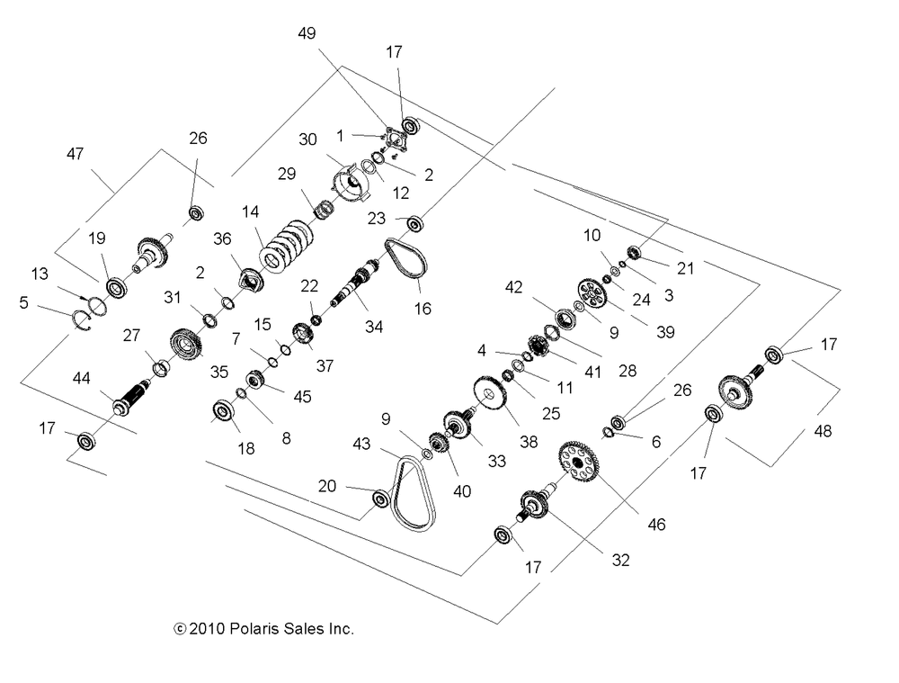 Drive train main gearcase internals (built 3_01_11 and before) - a11zn55aa_aq_az