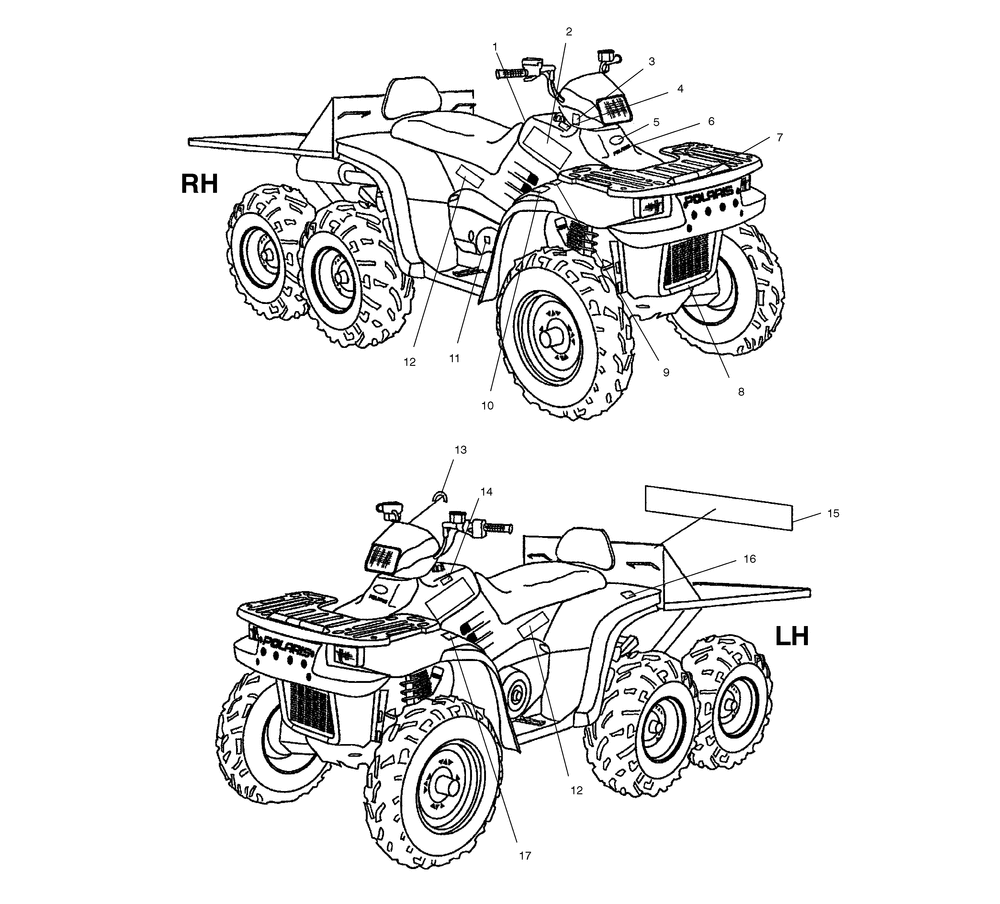 Polaris 6x6 квадроцикл схема привода