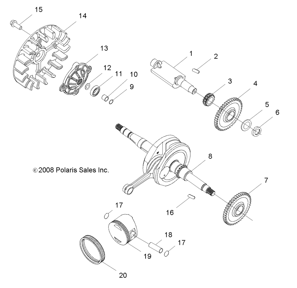 Engine crankshaft and piston - a10va17aa_ad