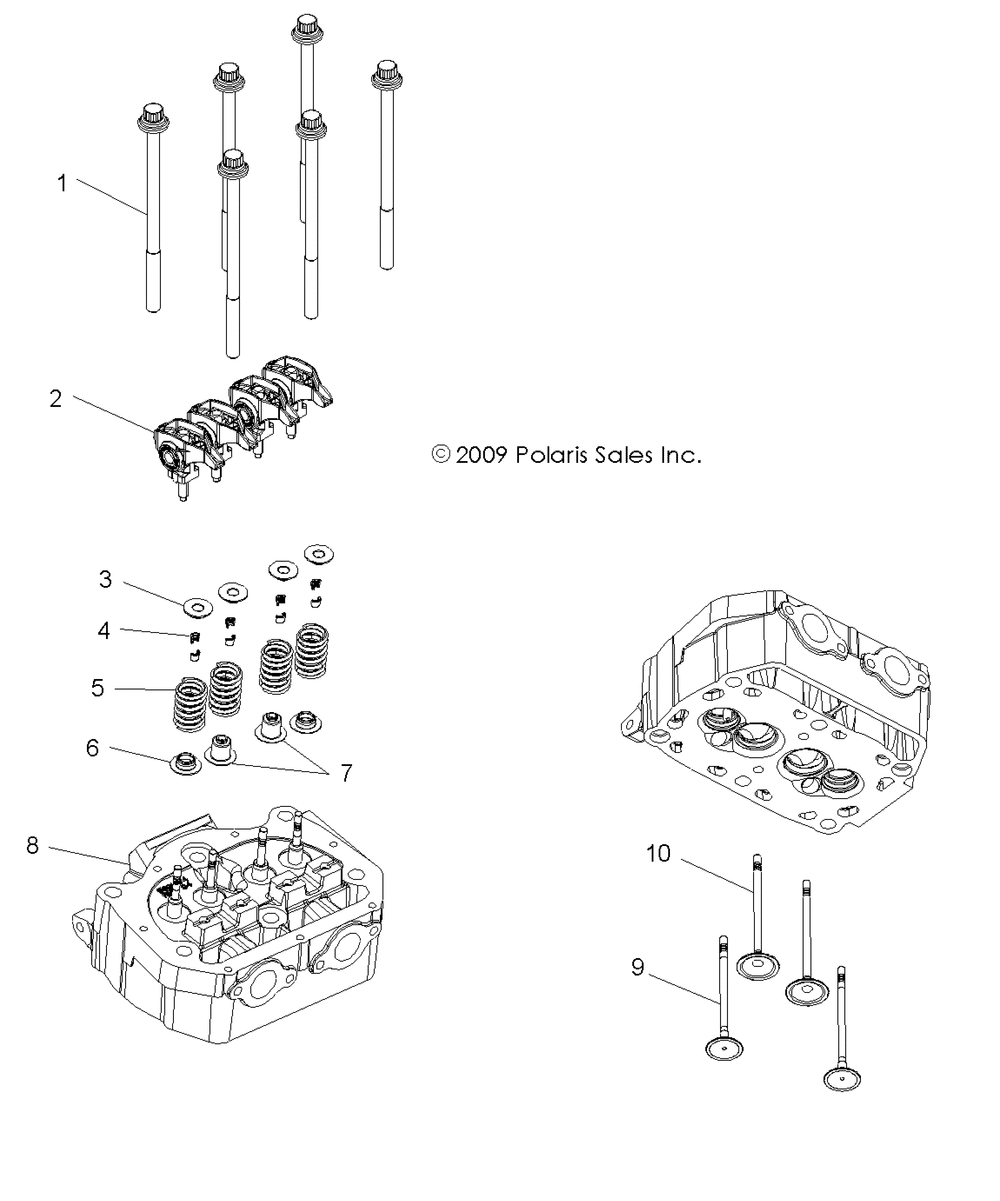 Engine cylinder head and valves - r10xh76aa