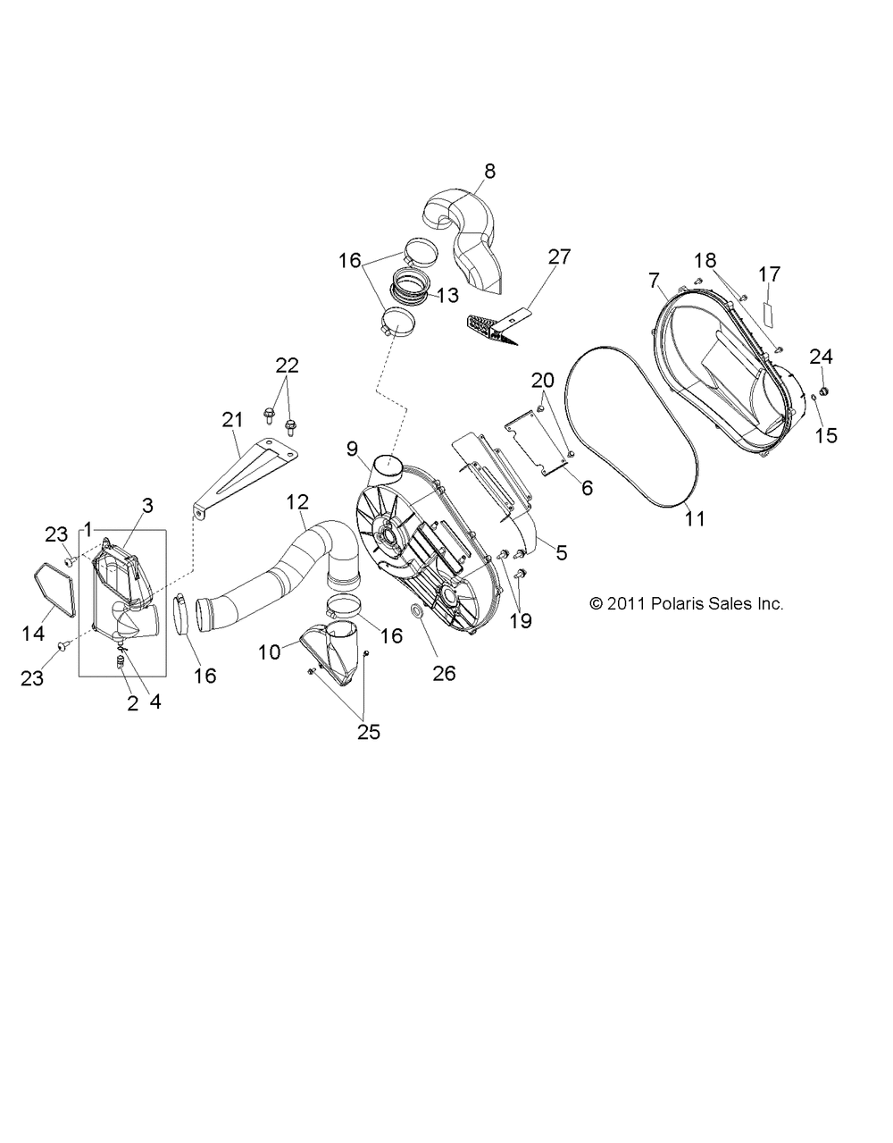 Drive train clutch cover and ducting - r12jt9efx