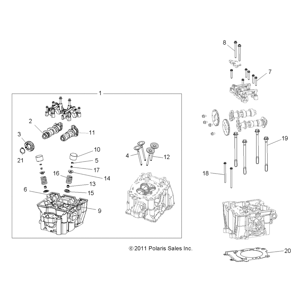 Engine cylinder head cams and valves - r12vh57fx