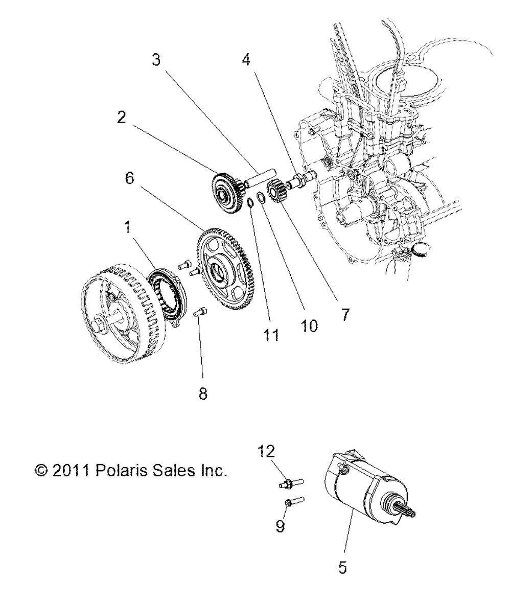 Engine starter and drive - r12xt87aa_9eas