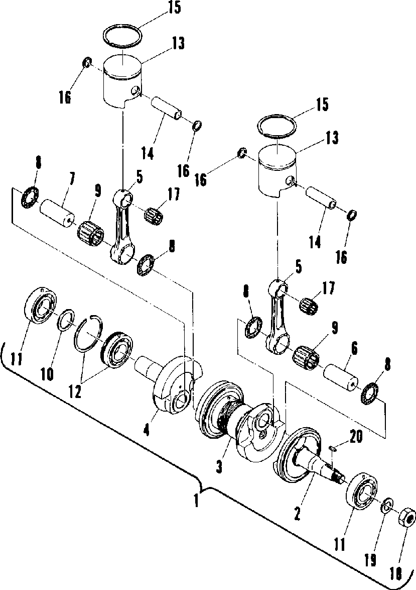 Piston and crankshaft (400)