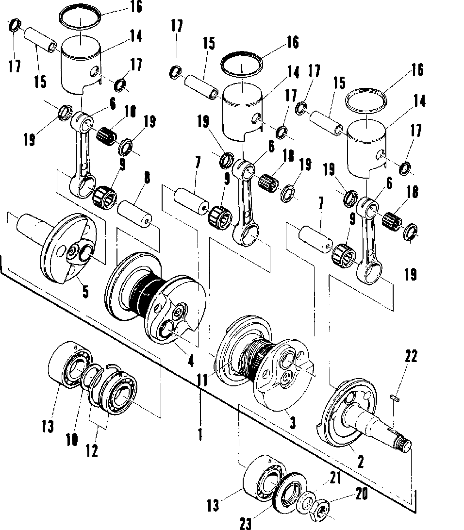 Piston and crankshaft (600 and 600 se)