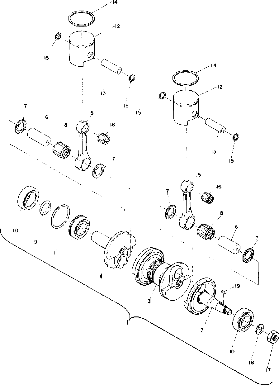 Piston and crankshaft (trail)