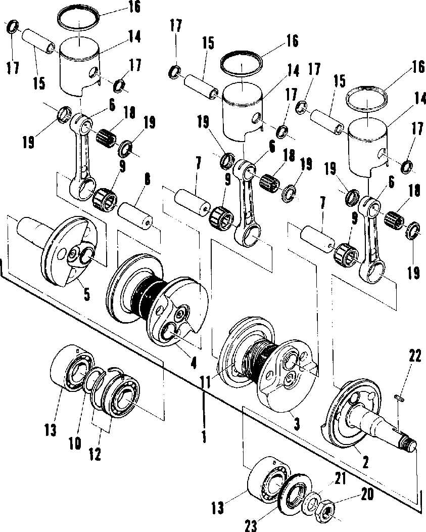 Piston and crankshaft (600 and 600 le)