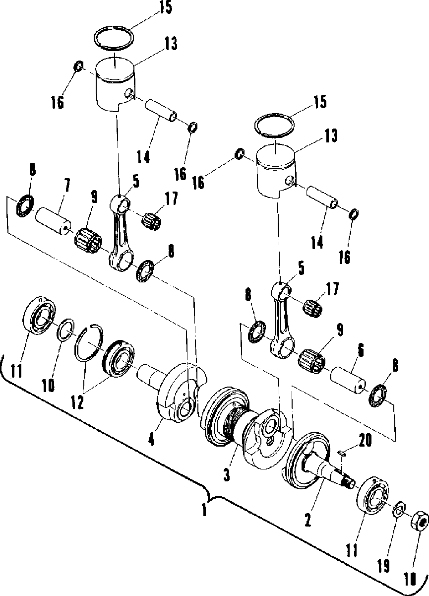 Piston and crankshaft (400)