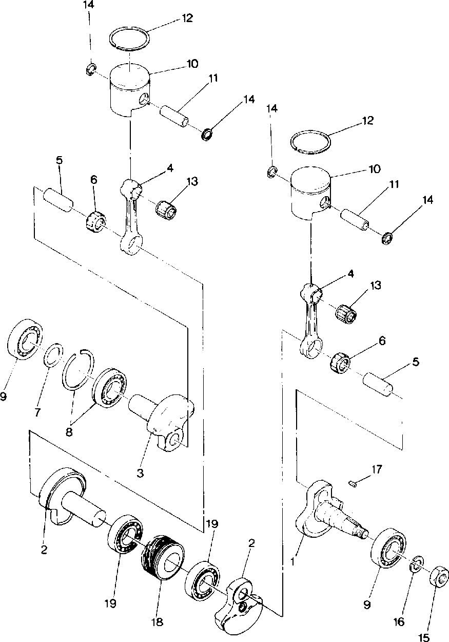 Piston and crankshaft sprint es