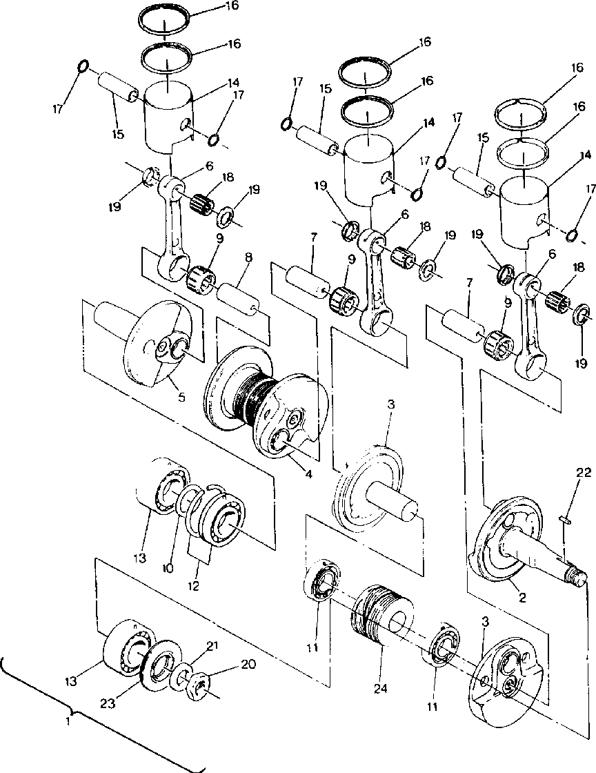 Piston and crankshaft 650